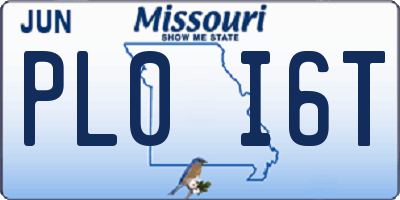 MO license plate PL0I6T