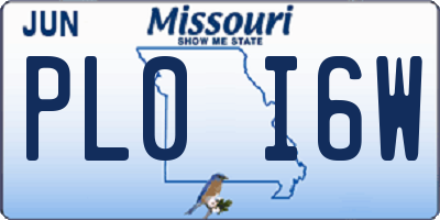 MO license plate PL0I6W