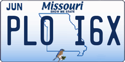 MO license plate PL0I6X