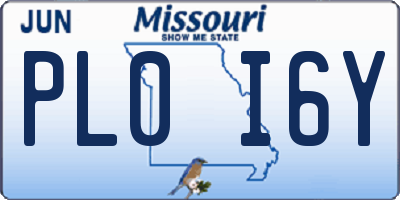 MO license plate PL0I6Y