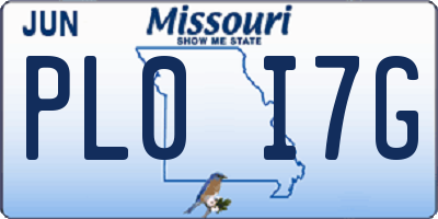 MO license plate PL0I7G