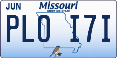 MO license plate PL0I7I