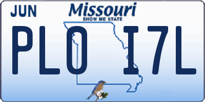 MO license plate PL0I7L