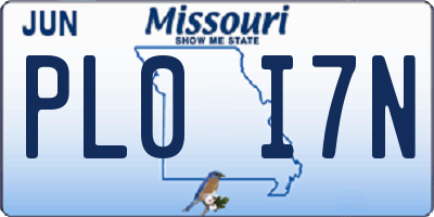 MO license plate PL0I7N
