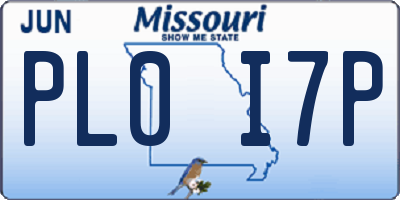 MO license plate PL0I7P