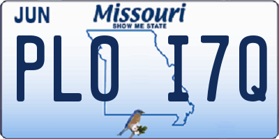 MO license plate PL0I7Q