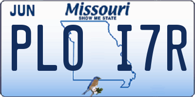 MO license plate PL0I7R