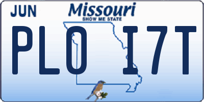 MO license plate PL0I7T