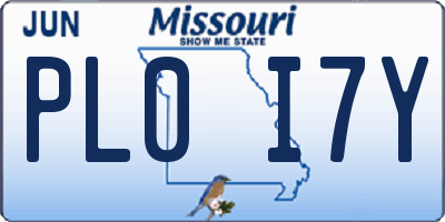 MO license plate PL0I7Y