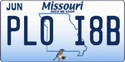 MO license plate PL0I8B