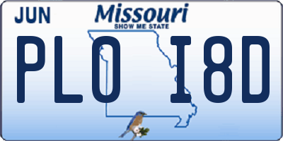 MO license plate PL0I8D
