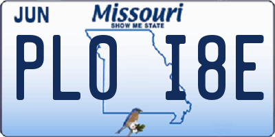 MO license plate PL0I8E