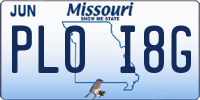 MO license plate PL0I8G