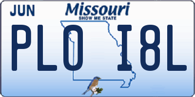 MO license plate PL0I8L