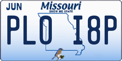 MO license plate PL0I8P