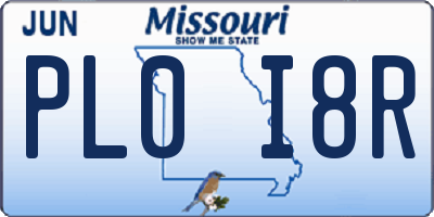 MO license plate PL0I8R