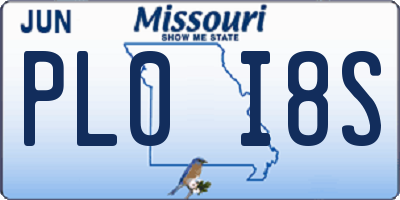 MO license plate PL0I8S
