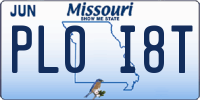 MO license plate PL0I8T