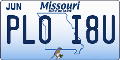 MO license plate PL0I8U