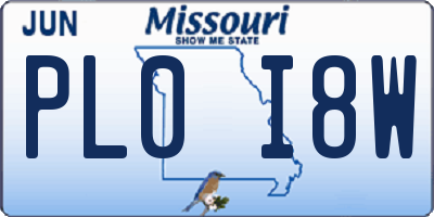 MO license plate PL0I8W