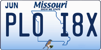 MO license plate PL0I8X
