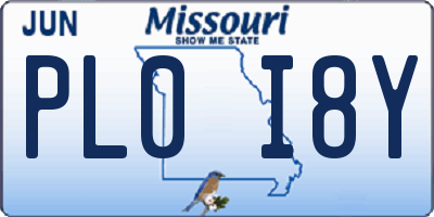 MO license plate PL0I8Y