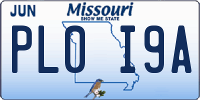 MO license plate PL0I9A