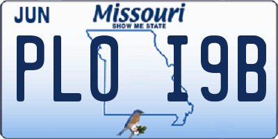 MO license plate PL0I9B