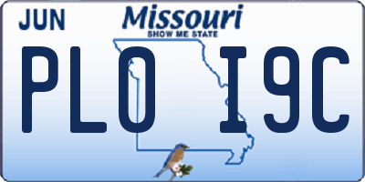 MO license plate PL0I9C