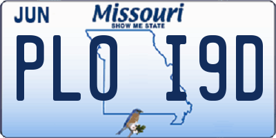 MO license plate PL0I9D