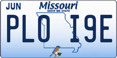 MO license plate PL0I9E