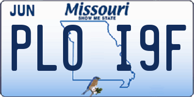MO license plate PL0I9F