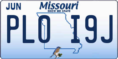 MO license plate PL0I9J