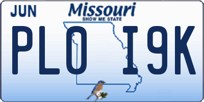 MO license plate PL0I9K