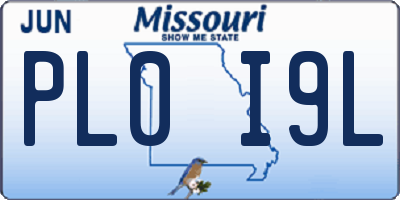 MO license plate PL0I9L