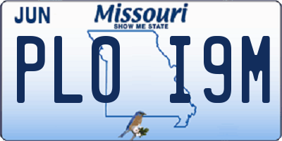 MO license plate PL0I9M