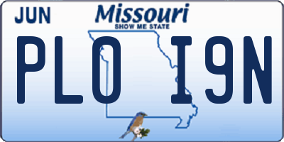 MO license plate PL0I9N