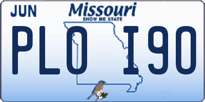 MO license plate PL0I9O