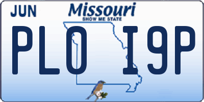 MO license plate PL0I9P