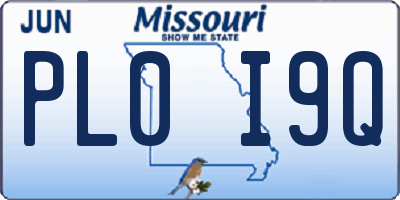 MO license plate PL0I9Q