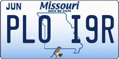 MO license plate PL0I9R