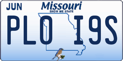 MO license plate PL0I9S