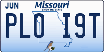 MO license plate PL0I9T