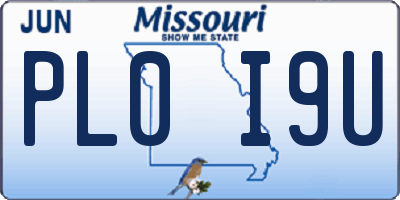 MO license plate PL0I9U