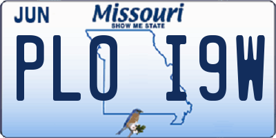 MO license plate PL0I9W