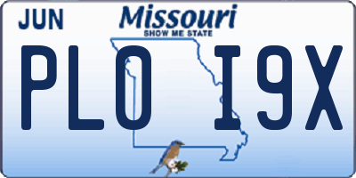 MO license plate PL0I9X