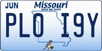 MO license plate PL0I9Y