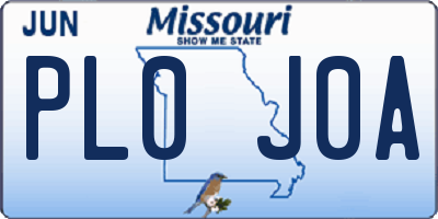 MO license plate PL0J0A