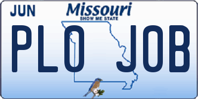 MO license plate PL0J0B