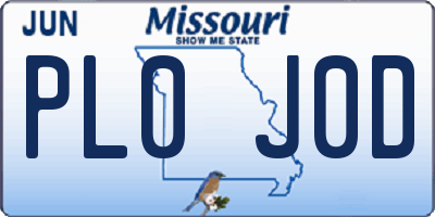 MO license plate PL0J0D